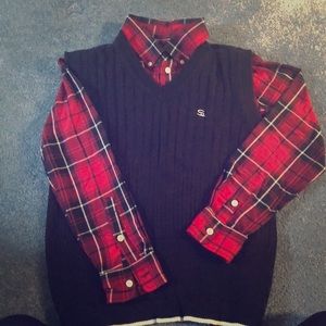 Polo dress shirt and sweater vest